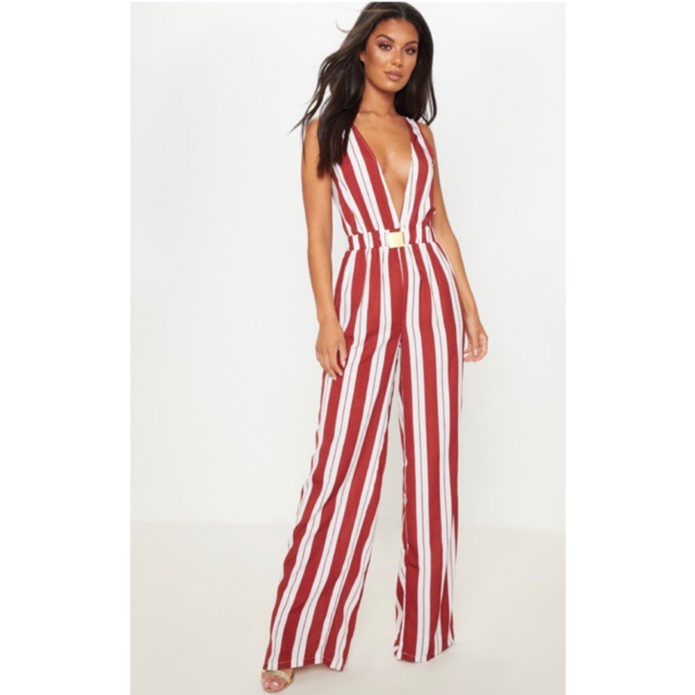 Stripe Belted Jumpsuit